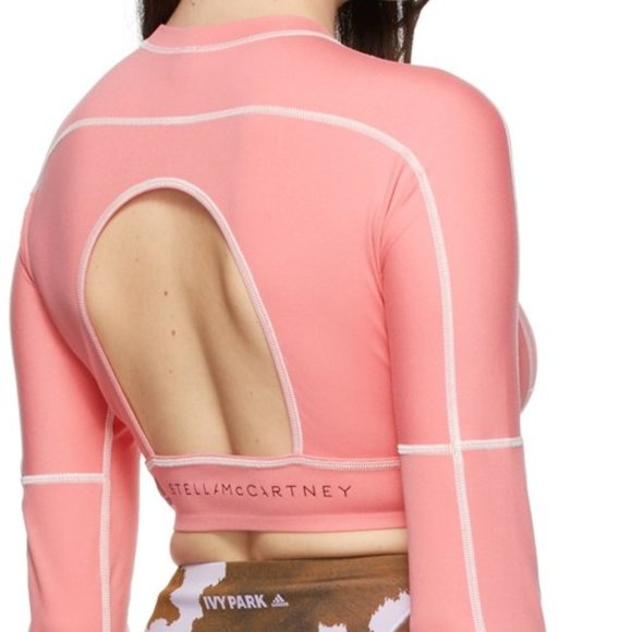 EUC Adidas by Stella McCartney Long Sleeve Athletic Yoga Crop Top - Picture 2 of 7